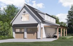 a two car garage is shown in this artist's rendering