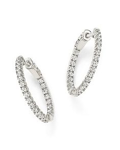 Diamond Inside Out Hoop Earrings in 14K White Gold, 1.0 ct. t.w. Classic White Platinum Hoop Earrings, Classic White Hoop Earrings With Pave Setting, Platinum Hoop Jewelry With Pave Setting, Platinum Hoop Earrings With Pave Setting, Classic White Hoop Earrings With Single Cut Diamonds, Pure Gold Earrings, Exclusive Jewelry, Diamond Hoop Earrings, Jewelry Inspo