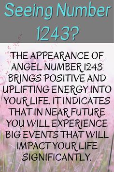 a poster with the words seeing number 1243 and an image of pink flowers in the background