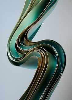 an abstract image of wavy lines in blue and green