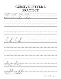 Print this free cursive handwriting worksheet for the letter L