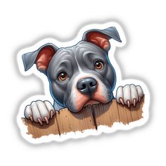 Peeking Over Fence Pitbull Dog Cartoon Pitbull, Pitbull Svg Free, Bully Blue, Pitbull Digital Art, Pitbull Clipart, Stickers Pictures, Dogs Stickers Printable, Dog Sketch, Glamour Nails