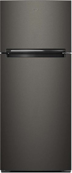 a black refrigerator freezer sitting on top of a counter