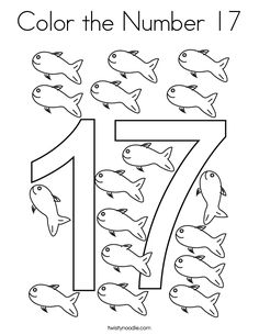 the number seven coloring page with fish and numbers to color for kids, including one