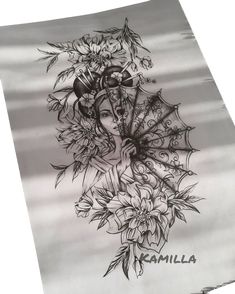 a drawing of a woman's face with flowers on her head and the word familiar written below it