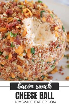 bacon ranch cheese ball on a white plate