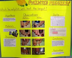 a bulletin board with instructions on how to paint toenails and other nail polish