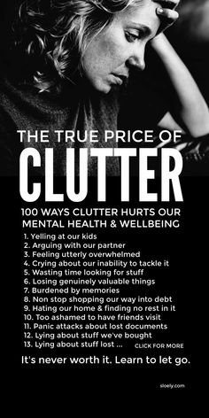 Overwhelming clutter can have a massive impact on our mental health and family well being causing major stress, anxiety and arguments. Clutter can also contribute significantly to family debt and money problems. Acknowledging the true price of our clutter can be the first step to letting go, successfully decluttering and enjoying life clutter free. #clutteroverwhelm #clutterfree #declutteringtips #startdecluttering Overwhelming Clutter, Declutter Motivation, Family Minimalism, Decluttering Inspiration, Money Problems, Declutter Your Life, Mental Health And Wellbeing, Enjoying Life, Mental And Emotional Health