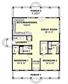 the floor plan for a two story house with 2 bedroom and an attached bathroom area