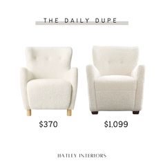 two white chairs with the same price on them and one is for $ 70 each