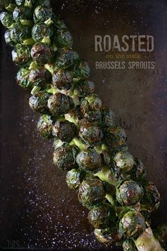 roasted brussel sprouts on a baking sheet