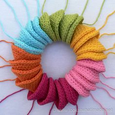 there is a crochet wreath made with yarn