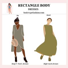 What Style Dresses are best for the Rectangle Body Shape Dresses For Rectangle Body Shape, Body Types Women, Female Body