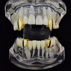 Gold Fangs & Caps Set Gold Tooth Cap, Silver Grillz, Black Vampire, Vampire Fangs