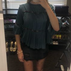 This Top Is Super Cute And Unique. Wear It Open To Back For A Subtle Look, Or Open To The Front To Show Off A Bralette Or Tank Top. Since Adjustable, It Can Fit Size S-L. It’s Pairs Well With Skirts And Shorts For Summer And Spring. I Bought This Top In The Paris Zara And Have Never Worn It. It’s Beaded And Embroidered On The Front And Back. Zara Casual Blouse For Date Night, Casual Zara Blouse For Night Out, Casual Zara Blouse For Date Night, Casual Blue Blouse For Night Out, Casual Blue Top For Date Night, Sleeveless Ribbed Top, Tie Up Top, Ruffle Long Sleeve Blouse, Black Blouse Women