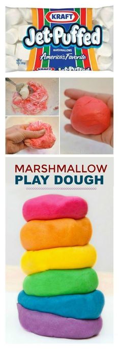 marshmallow play dough recipe for kids to make with jel - putted