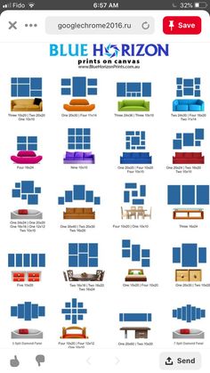 an iphone screen showing the different furnitures in blue and red colors, including couches,