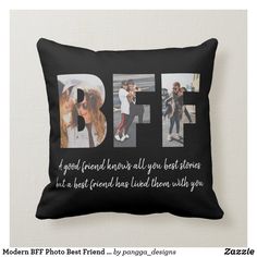 Best Friend Bday Gifts, Photo Best Friend, Cute Best Friend Gifts, 12 Photo Collage, Bff Christmas Gifts, Black Throw Pillow