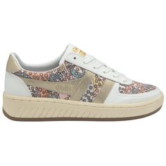 Buy Gola womens Grandslam LBTY CP sneakers in white online at gola Casual Sneakers With Graphic Print And White Sole, Low-top Sneakers With Graphic Print, Casual Sneakers With Graphic Print For Spring, Retro Sneakers With Speckled Midsole And Round Toe, Low-top Graphic Print Skate Shoes, Retro Sneakers With Speckled Midsole For Spring, Retro Sneakers With White Sole And Speckled Midsole, White Low-top Skate Shoes With Graphic Print, Casual Multicolor Sneakers With Graphic Print