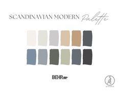 the scandinavian modern palette is shown in various shades