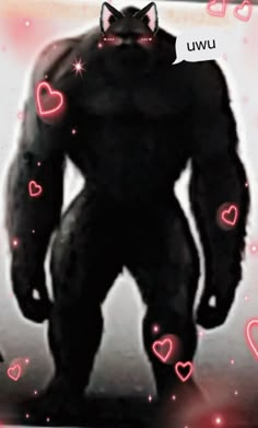 an image of a cat that is in the air with hearts on it's chest