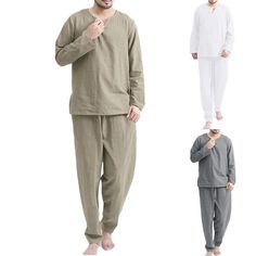 Product Description * Item: Pajamas Mens Homewear Set Fashion Loose Plain Pullover Top+Pant Breathable Suits * Condition: 100% Brand New * Color: White   Khaki   Gray  * Size:Asian M-3XL * Package:1 set Homewear (without any accessories ）    Please note: 1.Please allow a little error due to manual measurement. 2.The color maybe a little difference because of the light,screen reflection etc. 3.If you are not sure what size to choose, you can tell us your height and weight, we will recommend the right size for you. Shipping 1. Your Item(s) will be shipped within 5-15 business days once payment received. 2. Standard shipping to US/UK,you may can get it in 10-20 Business days.   Standard Shipping for Airmail via Post Office 11-30 business Days Come(approximately within 30 days) ship to other c Men Pajamas, Men's Loungewear, Pajama Suit, Henley Shirt, Loungewear Sets, Mens Pajamas, Grey Khakis, Shirt And Pants, Henley Shirts