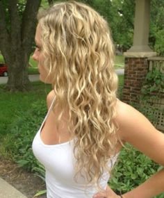 Perm Hair Products Curls, Long Spiral Permed Hair, Braided Perms For Long Hair, Before And After Perm Long Hair, Women’s Permed Hair, Perms Blonde Hair, Long Wavy Permed Hair, Beach Curl Perm Long Hair, Lightly Permed Hair