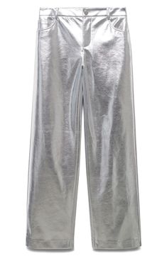 Silver Trousers, Mango Trousers, Silver Pants, Metallic Jeans, Jean Straight, Italian Fashion Designers, Kids Pants, Tweed Jacket, Wide Leg Jeans