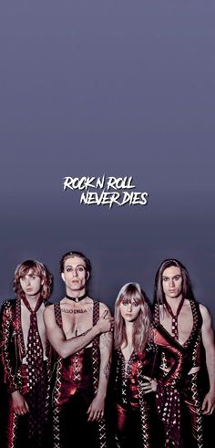 the band rock n roll never dies is shown in this promotional poster for their upcoming album