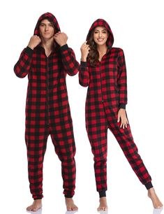 PRICES MAY VARY. COMFY AND WARM FABRIC: These onesie pajamas are made of 100% polyester, warm, soft, lightweight. Perfect for chill weather, you will love to live in these nighties. Ultra-comfortable pajamas, offers a luxurious sleepwear and lounge wear experience for you HOODIE AND ZIPPER DESIGN: This one-piece pajama set features a hoodie, shelter from the wind and keep warm. Full zipper in front for easy wear, fitted with elastic cuffs at the wrists and ankles for an even better fit. Classic Pyjamas Onesie, Zipper Jumpsuit, Winter Jumpsuit, Matching Christmas Pajamas, Onesie Pajamas, Holiday Pajamas, One Piece Pajamas, Wearable Blanket, Family Outfits