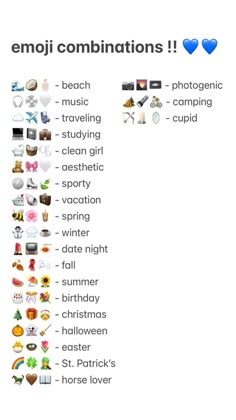 the emoji combinations list is shown