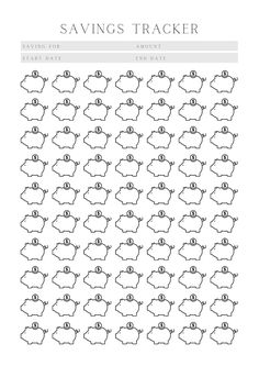 the savings tracker is shown in black and white, with an image of piggy banks