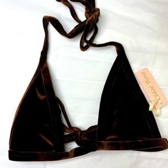 Chloe Rose Brown Velvet Itty Bitty Bikini Top Size Large . Rich Brown Color. Ties Around The Neck And The Back. Brand New With Tags No Flaws. Chic Brown Party Swimwear, Brown Sleeveless Swimwear For Party, Sleeveless Brown Swimwear For Party, Brown Sleeveless Party Swimwear, Brown Triangle Top Swimwear For Party, Brown Halter Top For Summer Party, Brown Summer Party Halter Top, Summer Party Brown Halter Top, Brown Party Swimwear For Spring