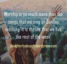 a woman raising her hands up with the words worship is so much more than the songs that we sing on sunday morning