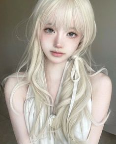 ☀️ Doll Face Model, Blonde Asian, Long White Hair, Face Model, 1940s Hairstyles, Model Beauty, Instagram Girls, Just Girl Things