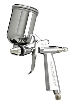 a silver sprayer is shown on a white background