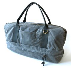 d'emploi Pilot Duffle Charcoal Grey - $350 Weekend Bags, Leather Denim, Canvas Crafts, Waxed Canvas, Canvas Leather, D Ring, Canvas Bag