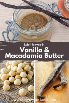 vanilla and macadamia butter recipe in a jar