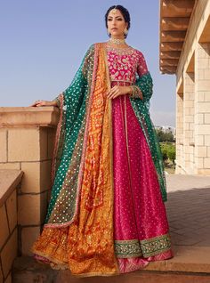 Pareeshay – Zainab Chottani Colorful Mehndi Outfit, Lehenga Frock, Mehndi Lehenga, Mehendi Bride, Designer Mehndi, Indian Things, Indian Mehndi, Mehndi Outfit, Green Dupatta