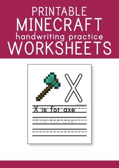 a book cover for minecraft handwriting practice worksheets