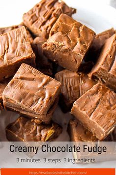 a white plate topped with chocolate fudges and peanut butter bars on top of a table