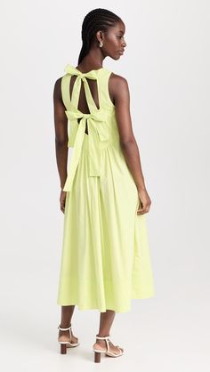 Cinq à Sept Benita Dress | Shopbop Sleeveless Workwear Dress With Bow, Sleeveless Dress With Bow Tie Back For Daywear, Free People Overalls, Denim Pinafore, Waist Corset, Cotton Blends Dress, Pretty Designs, Boho Luxe, Poplin Dress