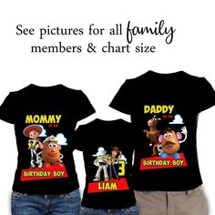 two matching shirts with the same character for each child's birthday or special occasion