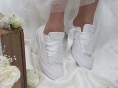 Wedding Bridal Custom White Pearl Converse Bride Sneakers - Etsy Cyprus Pearl Embellished Lace-up Wedding Sneakers, Wedding Converse Bride, Converse Bride, Pearl Converse, Wedding Trainers, Bride Converse, Personalized Converse, Bride Sneakers, Bridal Converse