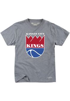 Mitchell and Ness Kings Kings Badge Short Sleeve Fashion T Shirt Team Badge, King Tshirt, Fashion T Shirt, Sleeve Fashion, Mitchell & Ness, Grey Shorts, Fashion Tees, Favorite Team, Kansas City