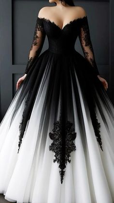 Alternative Color Wedding Dress, Red White And Black Wedding Dress, Smokey Wedding Dress, Black Wedding Dress Satin, Batman Wedding Dress, Dark And Moody Wedding Dress, Black And White Wedding Dress With Sleeves, Dark Romantic Wedding Dress, Witchy Wedding Dresses