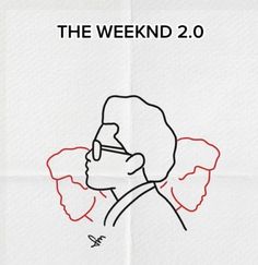 a drawing of a man with glasses and the words the weekend 2 0 on it