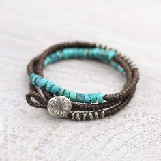 Bracelets Men's Powerful Expression Wrap Bracelet JB731 Turquoise Jewelry Mens, Masculine Jewelry, Knot Button, Wrap Armband, Black Beaded Bracelets, Jewelry Mens, Boho Jewellery, Hill Tribe Silver, Northern Thailand