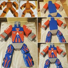 several pictures of how to make an origami transformer from paper and cardboard