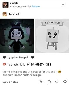 an image of someone's facebook page with the caption spider eye and my creator is